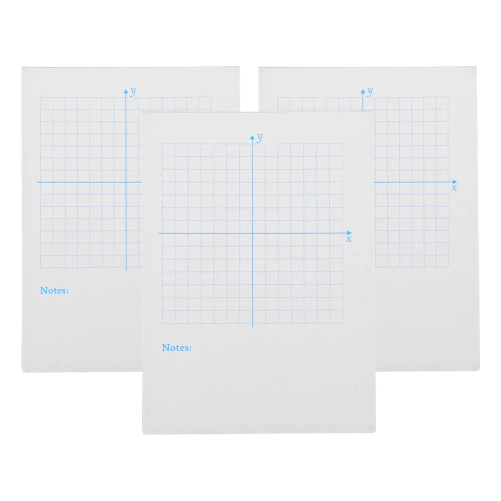 3Pcs Xy Coordinate Graph Paper Notebook Math Practice Pad for Classroom Homework Teaching Students Engineers White Grid Paper
