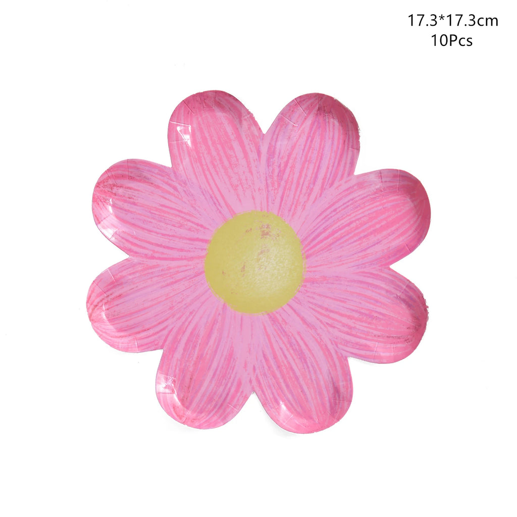 Disposable Daisy Paper Plate Flower Meal Plate Picnic Cake Plates Birthday Theme Party Decoration