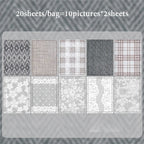 Mr.Paper 20Pcs/Pack Weave Dream Echo Series Card Stock Material Paper Vintage Plaid & Lace for Journal Scrapbook DIY Background