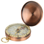 Brass Material Portable Pocket Compass Copper Gold Color Outdoor Compass Retro Style Luminous Display Camping Compass