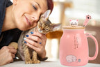 Kawaii Tea Cup Cute Cat Ceramic Coffee Mug with Kitty Lid and Spoon Japanese style Novelty Gifts for Women Cat lover Gifts 16oz