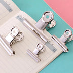5PCS/Set Metal Paper Clip 20 29 38 51 62 73mm Foldback Metal Binder Clips Silver Grip Clamps Document Office School Stationery