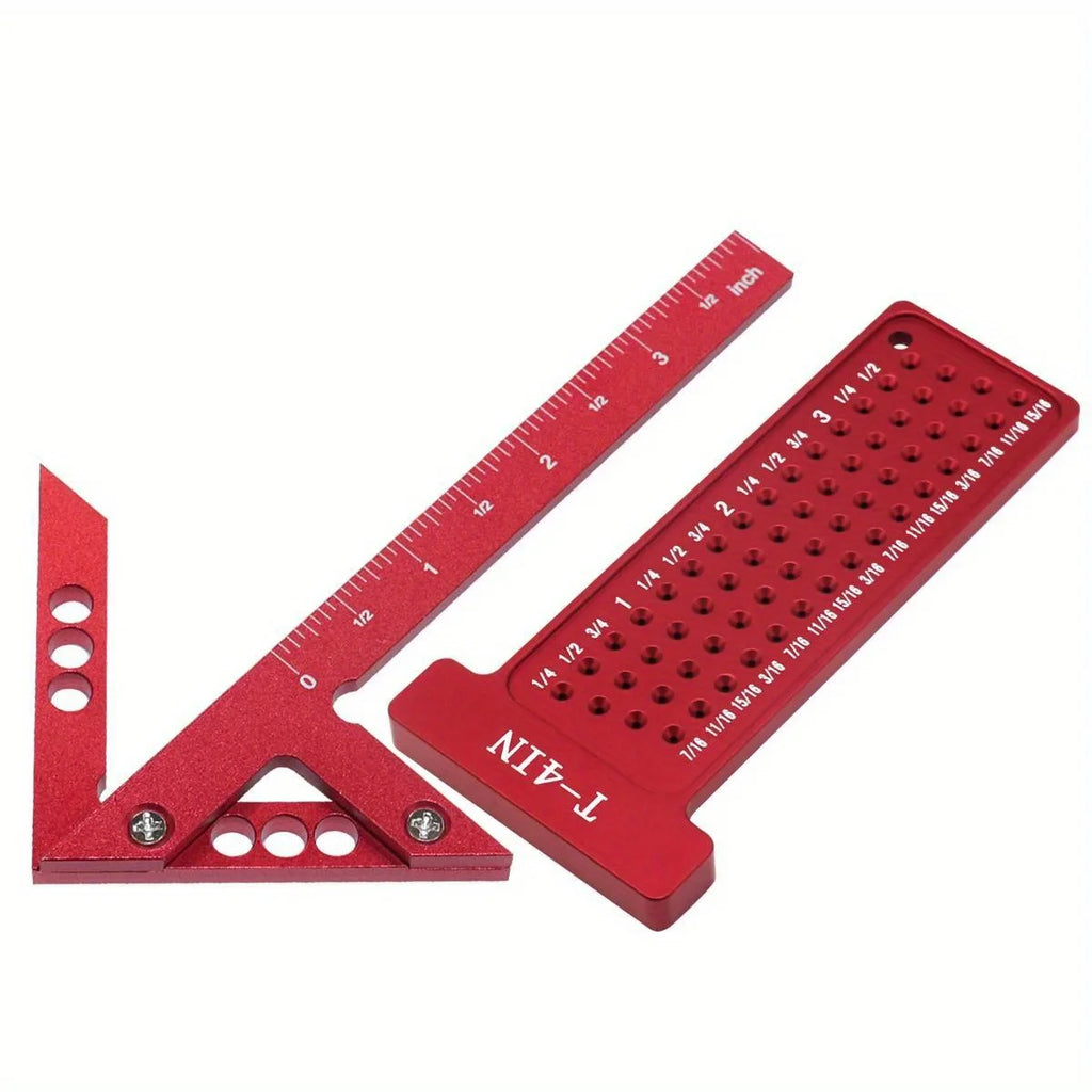 2pcs Center Finder and T-Square Hole Scribe Ruler Kit, Carpenter Center Measuring Tool, Metric & Inch Woodworking Projects Tool