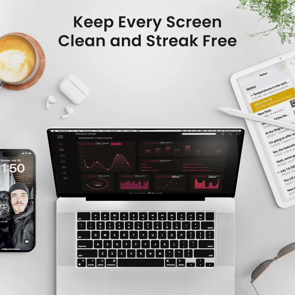 60ml Screen Cleaner Spray Kit & Microfiber Cloth - Streak Free for LED OLED Smart TV, Monitor,Laptop, iPad, Tablet & Car Display