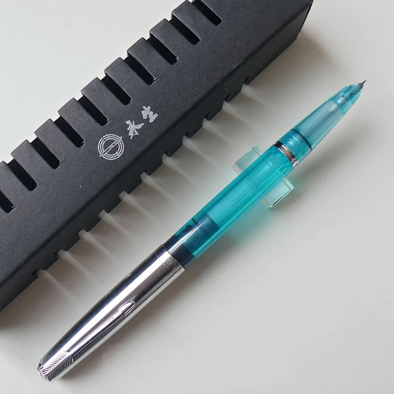 NEW Wingsung 601 Press Piston Fountain Pen Iridium EF/F Nib Steel Cap Vacumatic Resin Ink Pen School Stationery Office Supplies