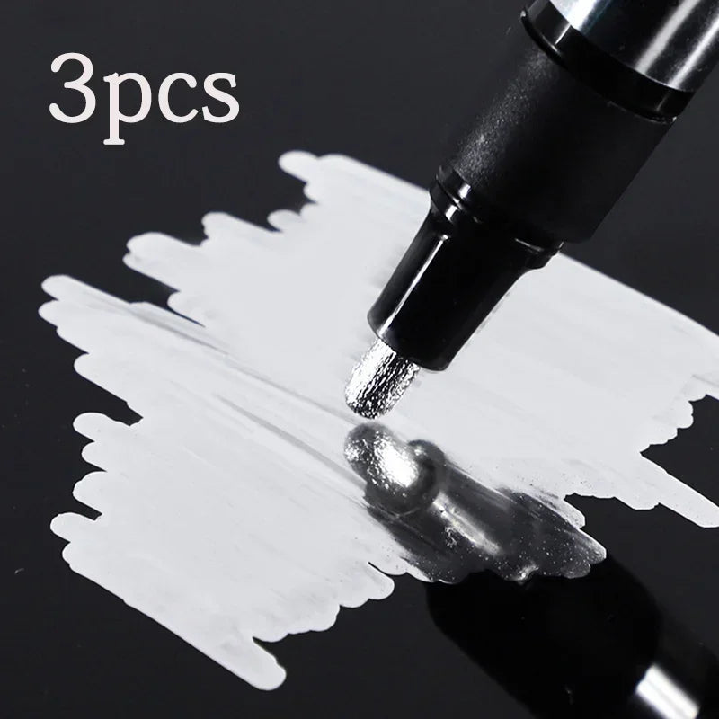 Chrome Paint Marker Reflective Liquid Mirror Paint Pens Golden Silvery Ink 2mm Writing Tip For Model Metal Wood Plastic Stone