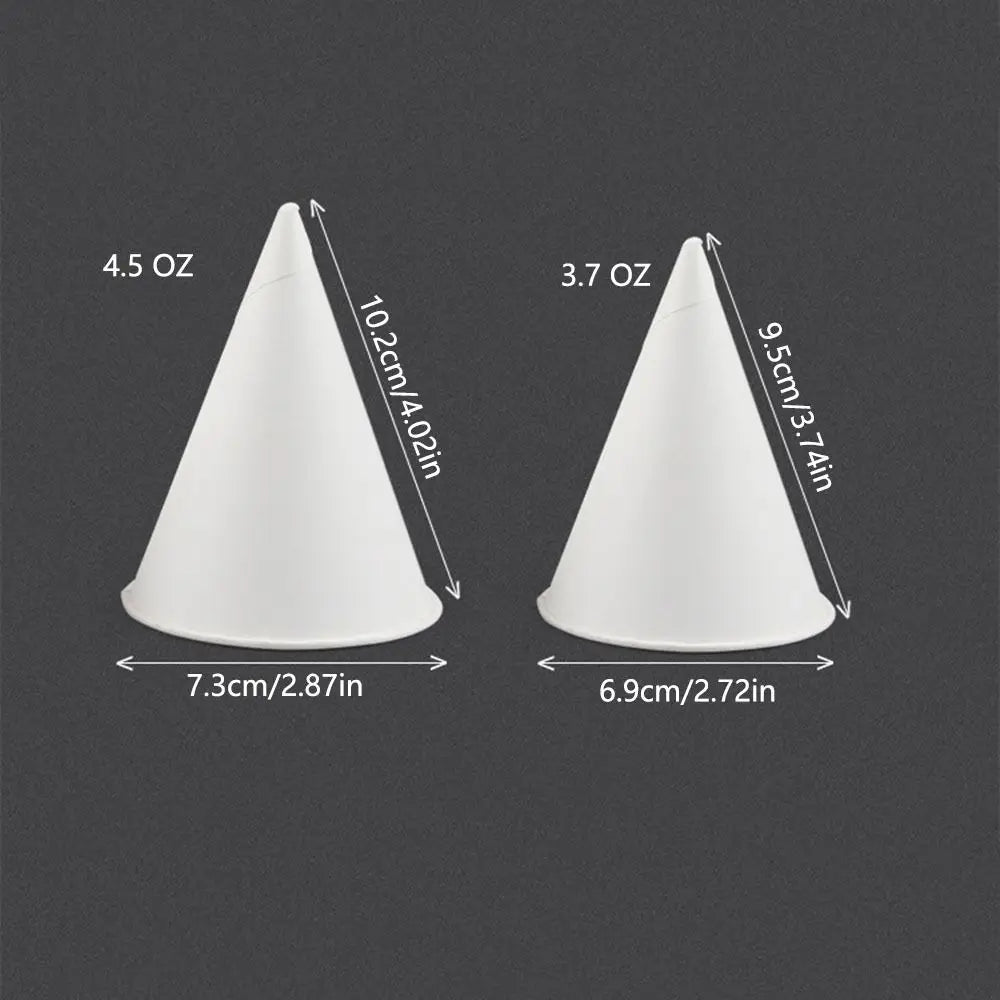 200Pcs 3.7Oz/4.5Oz White Paper Cone Cups Coated 200 Count Snow Cone Cups Heat-resistant Multi-functional Cone Party Tableware
