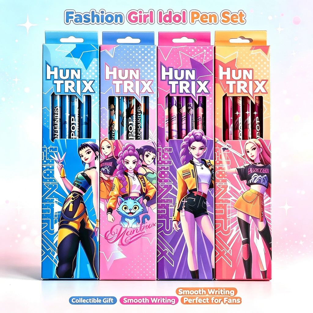 Cute KPOb Hunter Stationery Set, Pencils Ruler Pencil Sharpener Pen Bag Eraser for Kids Students, Back To School Supplies Gift