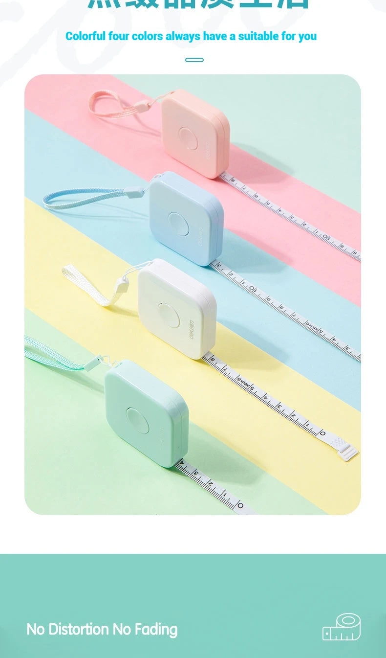 Deli 2-Meter Soft Tape Measure Flexible Telescopic Self-Locking Ruler Customized Centimeter Inch Portable for Human Sewing