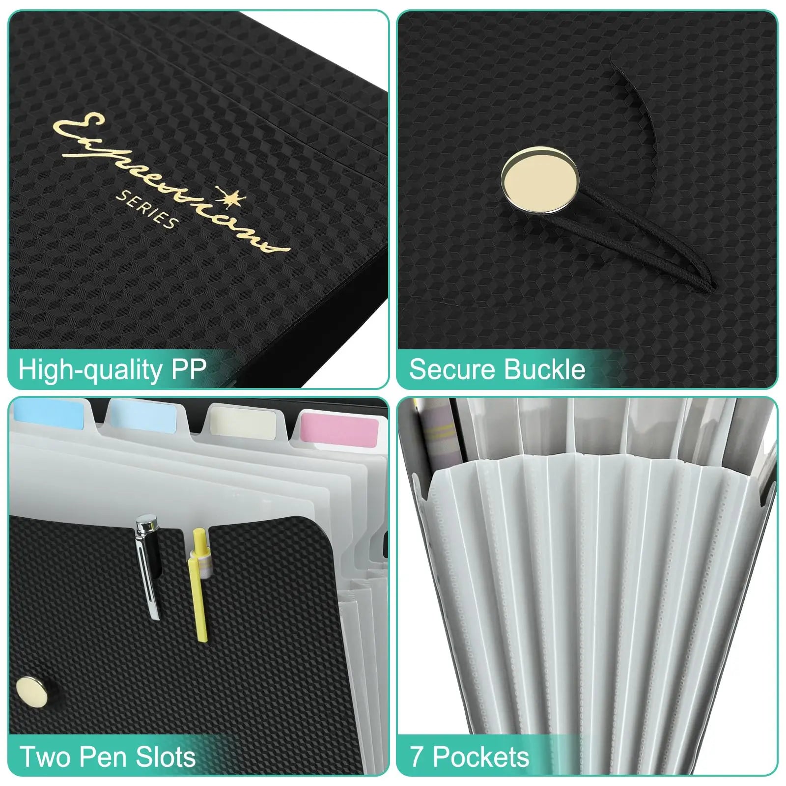 Expanding File Folders, A4 Size Accordion File Organizer, 7 Pockets Folders for Documents, for School Office Supplies