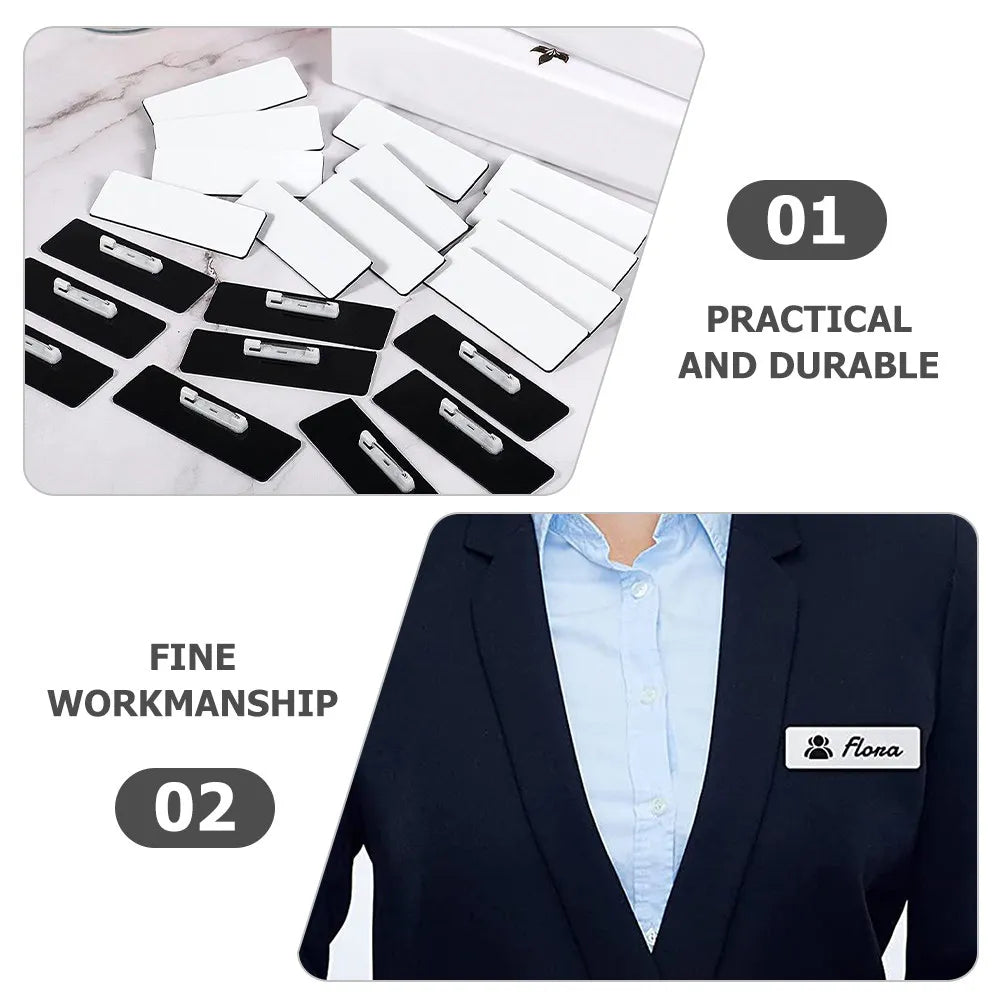 16Pcs Blank Name Badges with Pin Premium Density Board DIY Name Tag Pin for Students Workers Teachers Cafes Hotels Airlines