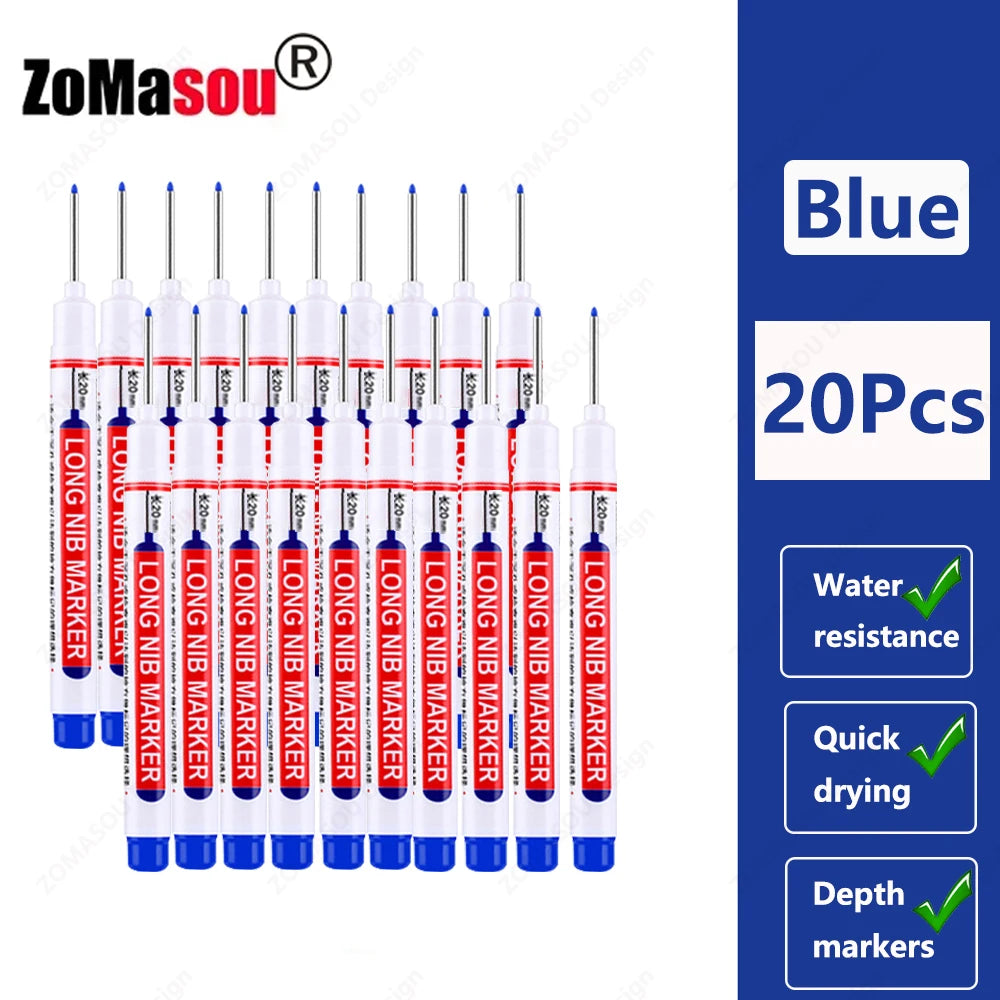 1-100Pcs 2cm Waterproof Long Head Markers Deep Hole Marker Pen for Metal Carpenter Red/Black/Blue/Green Ink Woodworking Tools