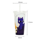 1PC 720ml Halloween Print Plastic Luminous Straw Cup Juice Milk Tea Coffee Cups for Party Supplies Funny Straw Cup Kitchen Drink
