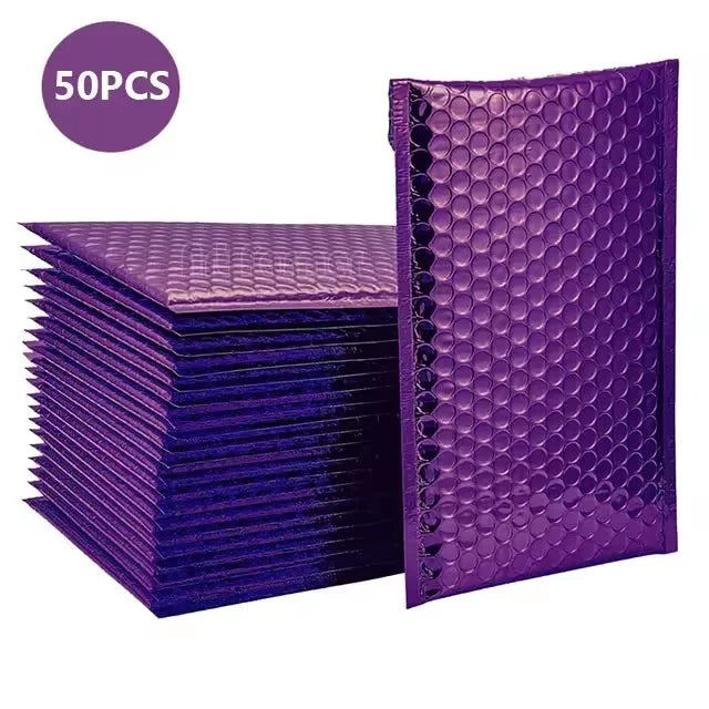 Laser Red 50Pcs Holographic Bubble Mailer Red Mailing Envelope Waterproof Courier Bag Padded Bubble Envelopes Pack Bag