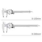 Vernier Calipers 0-150/200mm 0.02mm High Precision Anti-vibration Pachometer Dial Caliper Metal Gauge Ruler Depth Measuring Tool