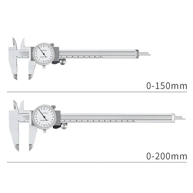 Vernier Calipers 0-150/200mm 0.02mm High Precision Anti-vibration Pachometer Dial Caliper Metal Gauge Ruler Depth Measuring Tool