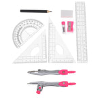 1Set Lightweight Portable Compass Set with Math Protractor Ruler for Students Kids School Home Study Geometry Drafting Accurate