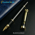 STONEGO 0.38mm Extra Fine Nib Fountain Pen, Black Metal Calligraphy Writing Gift Pen