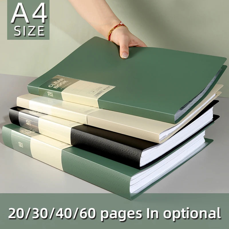 A4 Side-Loading Document Folder Multi-Layer Transparent  Organizer Paper Holder Sheet Music Binder with Dividers 20/30/40/60Page
