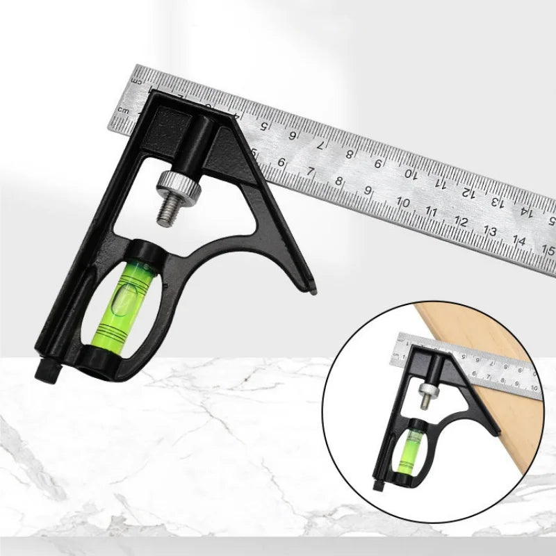 300mm Stainless Steel Angle Combination Square Ruler Mobile Horizontal Movable 45Degree Right Carpenter Woodworking Level Moving
