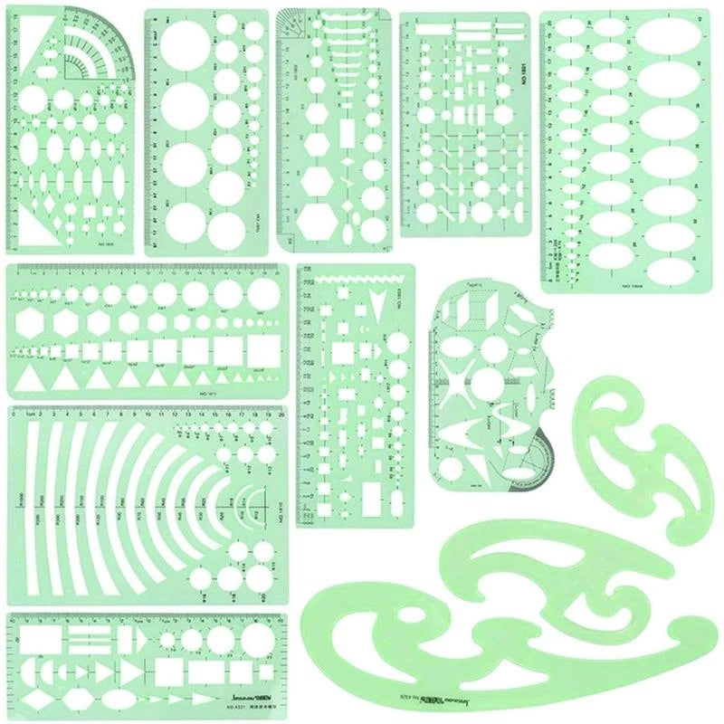 Geometric Drawing Template Rulers Set for Building Formwork Designing Stationery