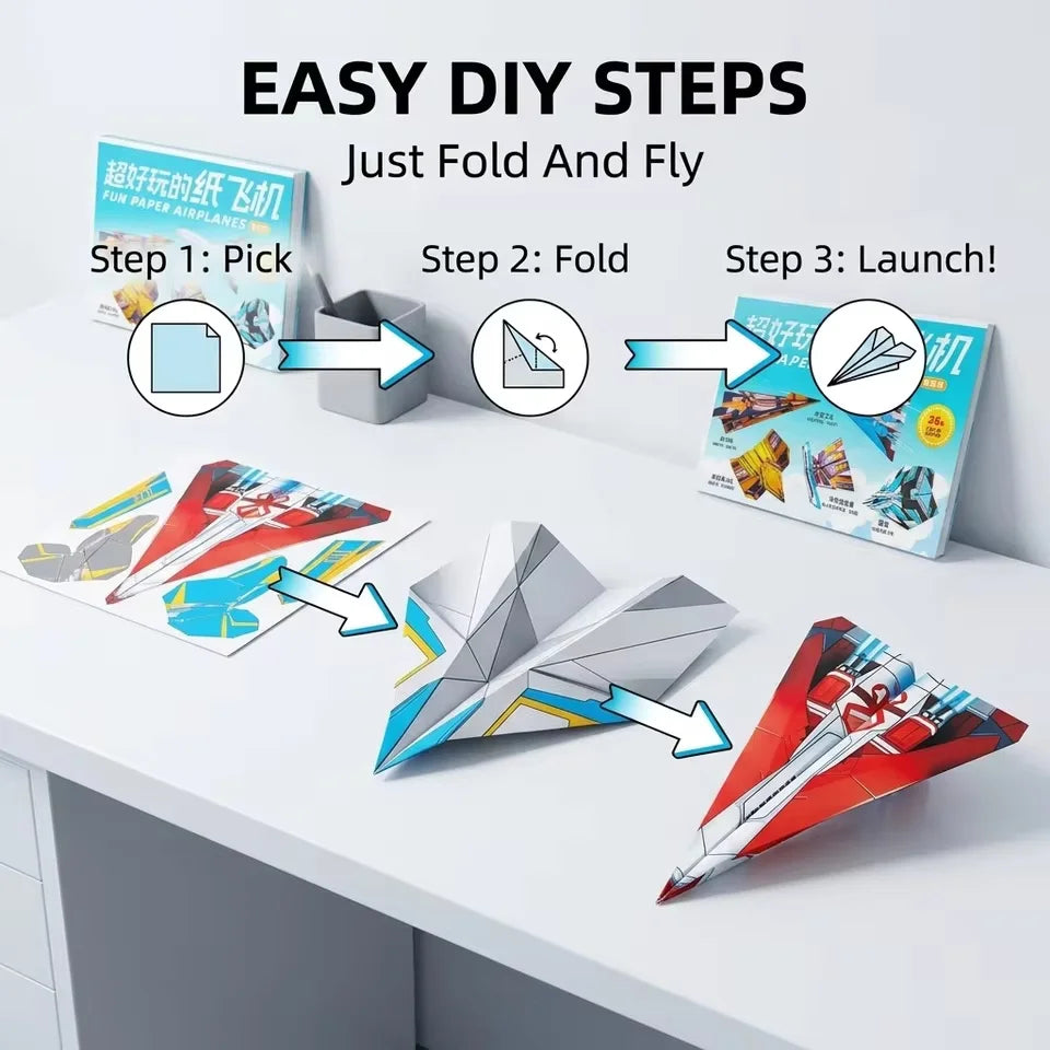 12 Models 36 Colored Papers Paper Airplane Origami Kit 3D maqueta Three Dimensional DIY Puzzle Thinking Training for Teens Gift