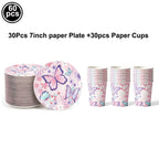 Butterfly Birthday Party Decoration Disposable Party Plates Cup Napkin Tablecloth Butterfly Knìfe Birthday Decoration Baby Showe