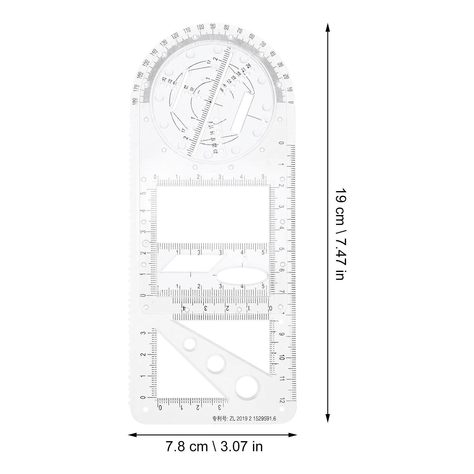 Multifunctional Geometric Drawing Ruler Set for Students Teachers Mathematics Drafting School Office Use Plastic Measuring