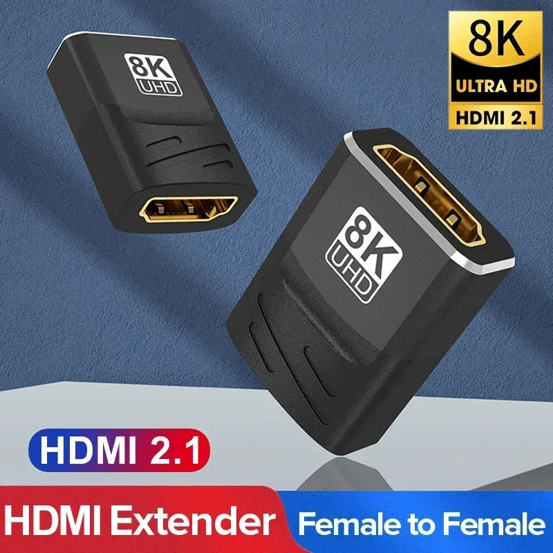 HDMI Extender 8K 60Hz 4K 120Hz Female to Female Connector HDMI 2.1 Cable Extension Converter HDMI-Compatible Adapter Coupler