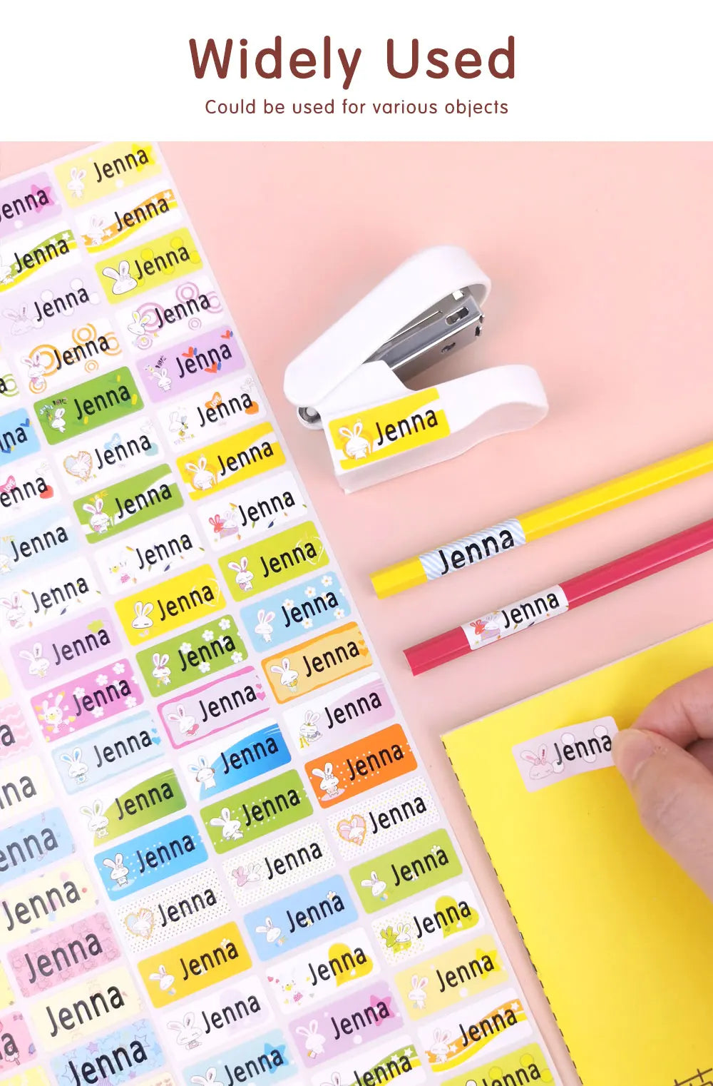 Custom Hebrew Waterproof Self-adhesive Baby Name Sticker Personalized Kids School Label Kindergarten Stationery Tag