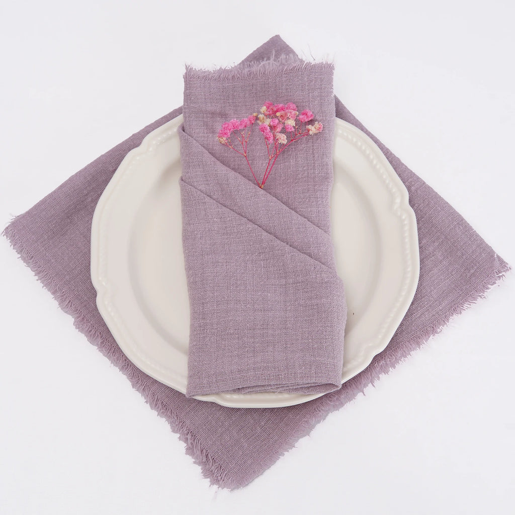 10pcs 32x32cm Gauze Cotton Wedding Napkins Reusable Green Trim Tea Towel Rustic Retro Burrs Napkins for Party Table Decoration
