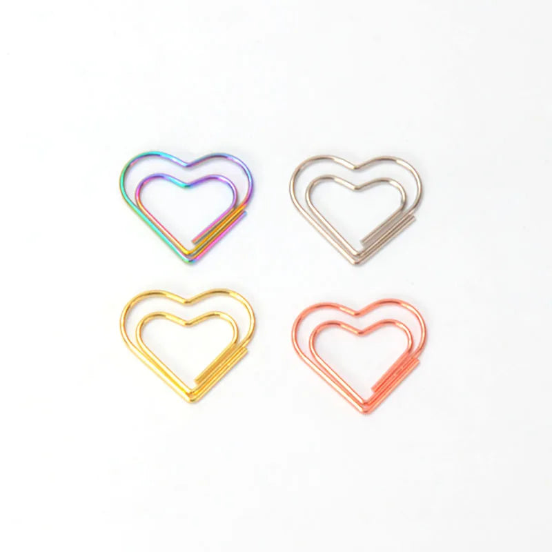 30/50pcs Heart Metal Paper Clips Binder Clip Mini Bookmark Book Binding Note Decor Stationery School Office Binding Supplies