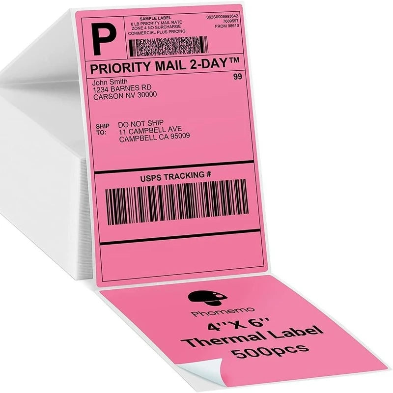 500 Pcs Thermal Shipping Waybill Label Stickers 4x6 A6 For Phomemo Pm-241bt D520bt 246s Portable Labeler Printer Mailing