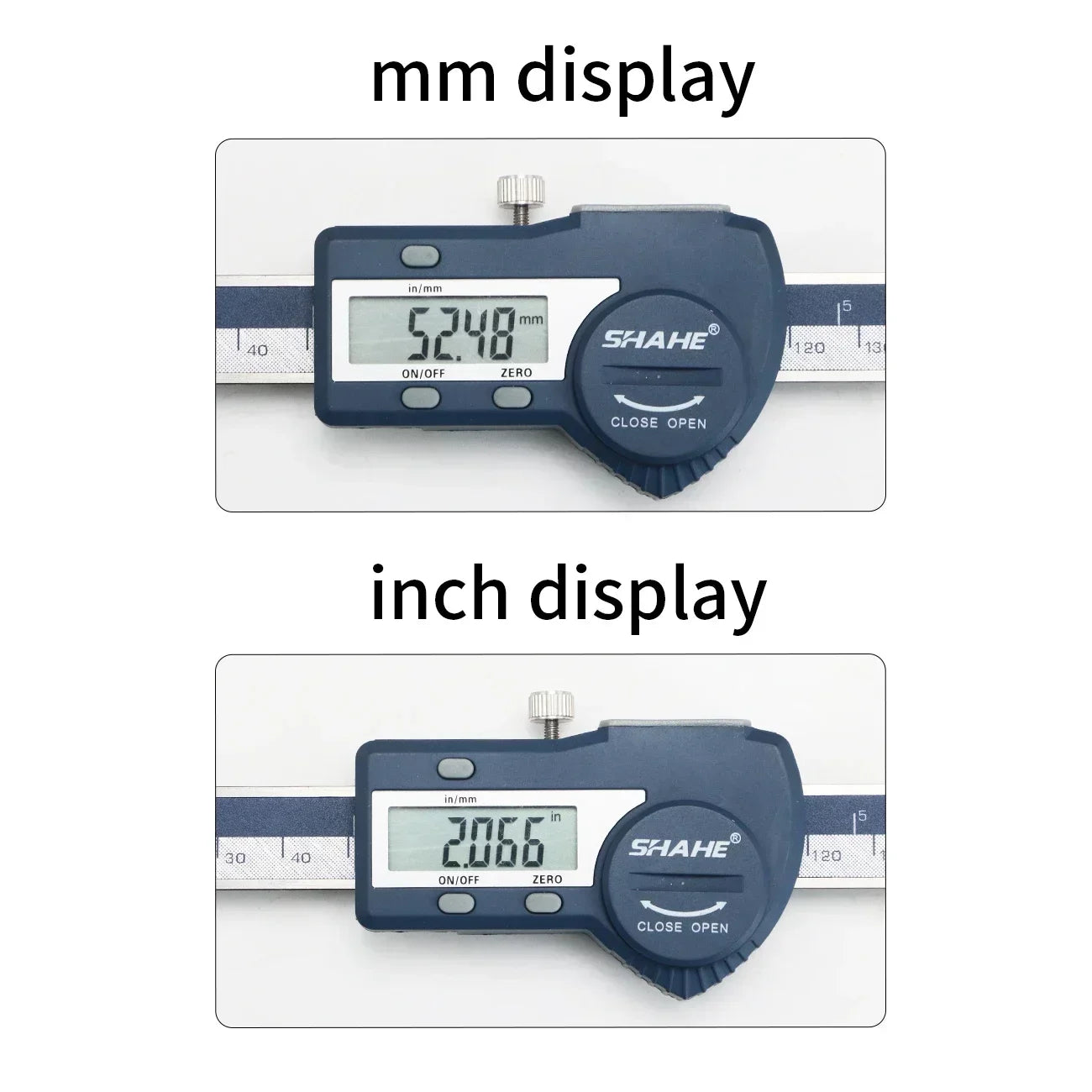 SHAHE Stainless Steel Horizontal Linear Scale Type Digital Caliper LCD Display