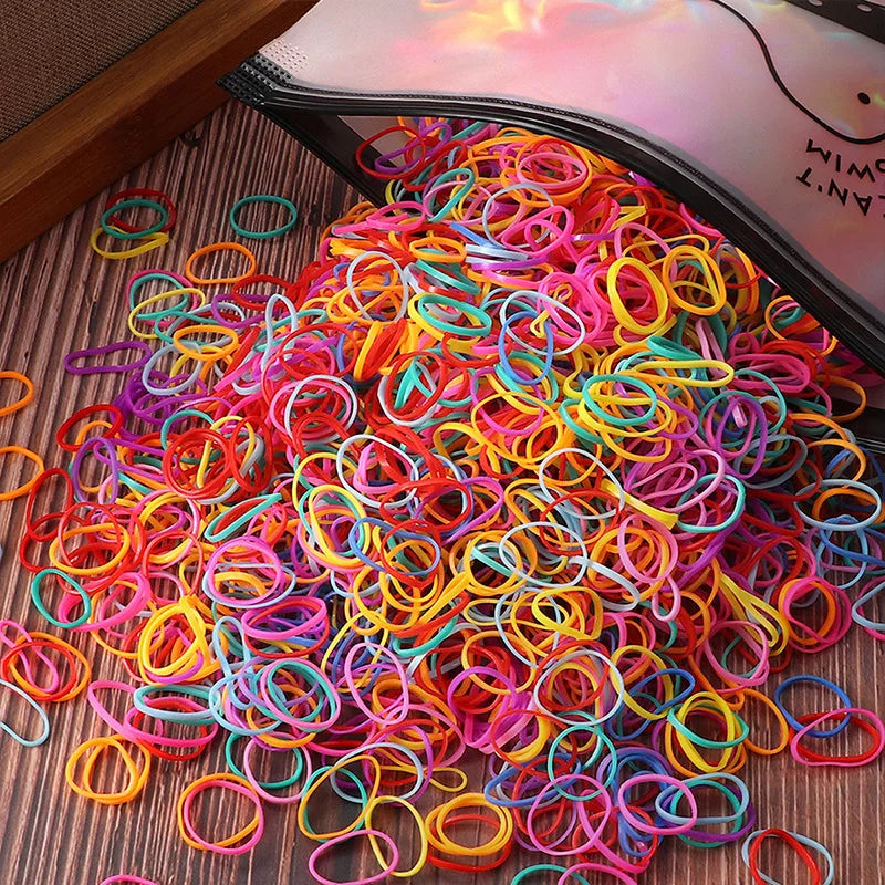 1000/2000pcs Girls Colorful Disposable Rubber Elastic Hair Band Ties Children Ponytail Holder Bands Kid Hair Accessories Leagues