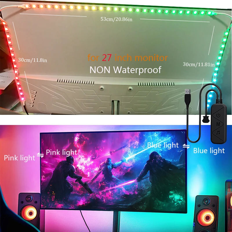Computer Screen Synchronization Light Strip PC SYNC Backlight Game Room Music SYNC Software Control Monitor Ambilight LED Lights