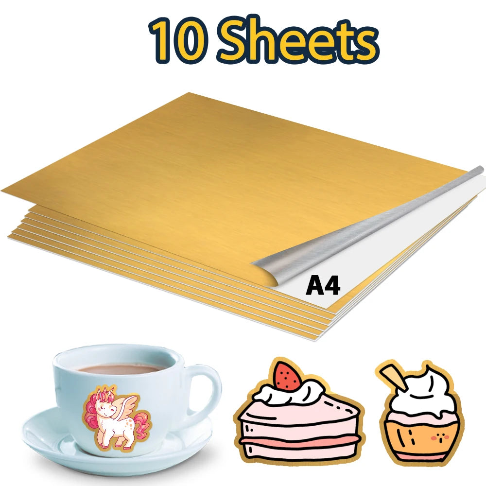 A4 Glossy Matte Printable Vinyl Sticker Paper 10 Sheets Self-adhesive Copy Paper for Inkjet Printer DIY Crafts Waterproof Paper