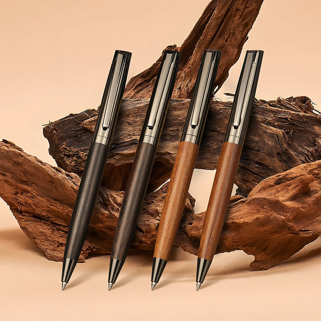 High-grade Ballpoint Pen with Metal & Wood Spliced Barrel, Smooth Writing, Minimalist Elegant Design, Black Ink, Ideal for Business Office Use