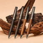 High-grade Ballpoint Pen with Metal & Wood Spliced Barrel, Smooth Writing, Minimalist Elegant Design, Black Ink, Ideal for Business Office Use
