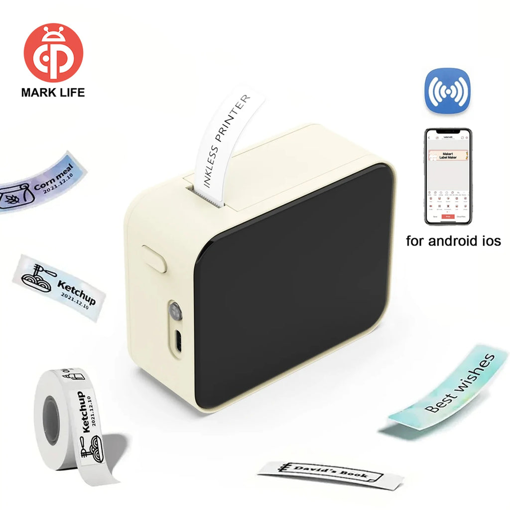 MarkLife M1 Mini Portable Thermal Printer Wireless Bluetooth-compatible Label Tag for Home Office Labeling Sticker Machine