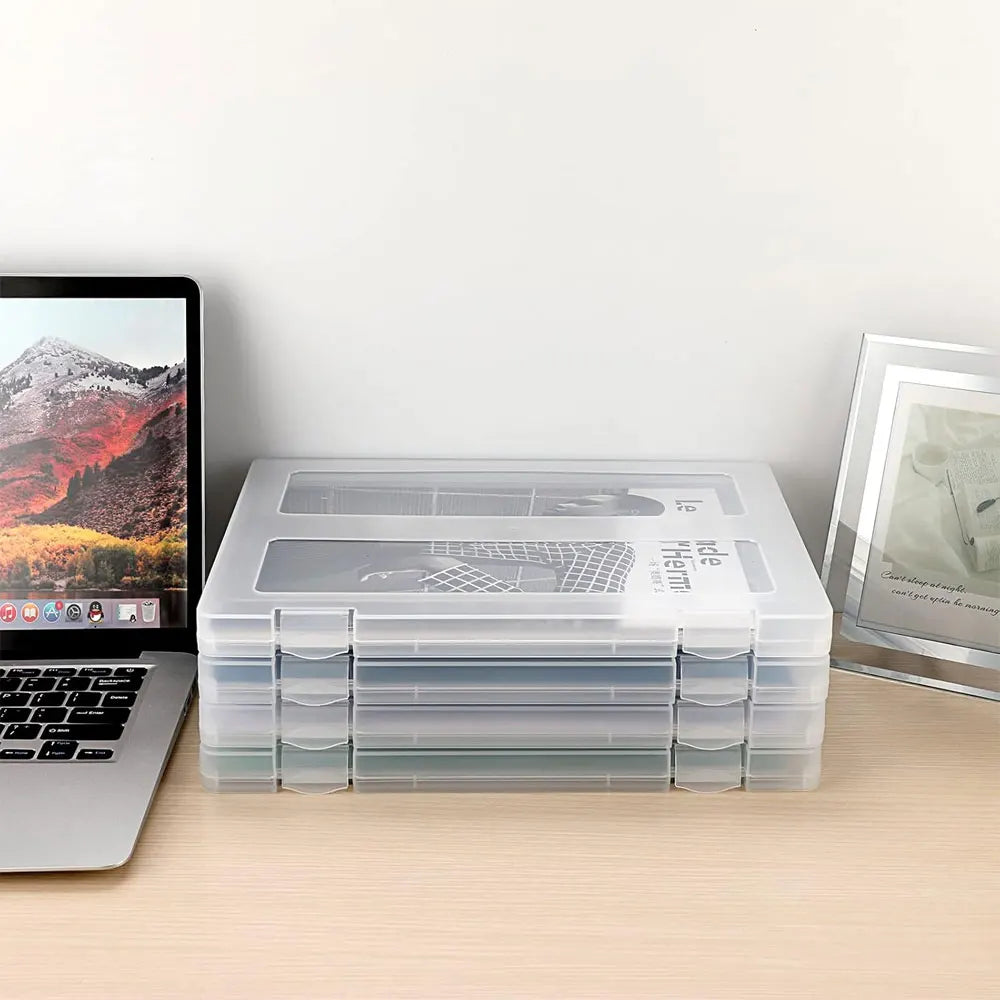 A4 Transparent File Organizer Box (1 Piece), Plastic Project Organizer Box, Office File Protection Box