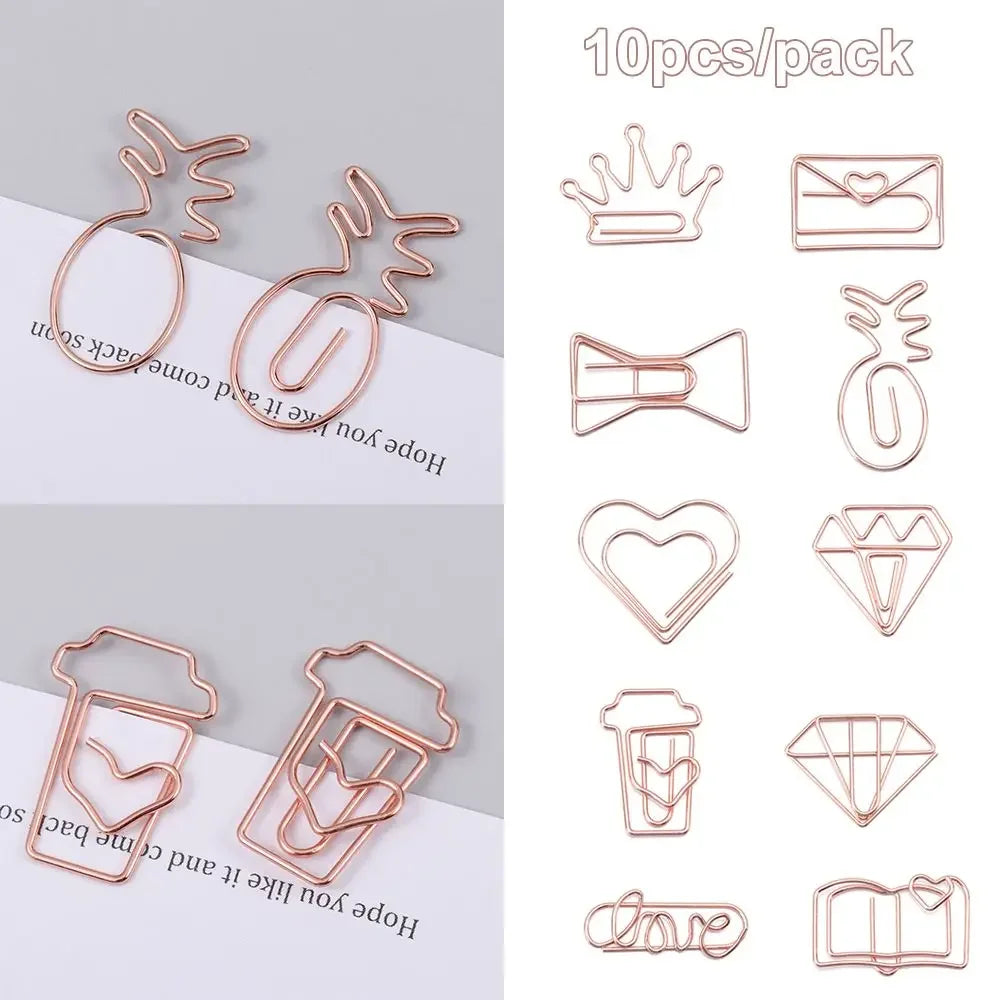 50/20pcs Love Diamond Crown Envelope Stationery Photo Tickets Office Supplies Metal Book Paper Clip Paperclips Mini Binder Clips