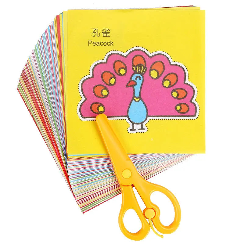 48/96pcs Paper-Cut Set Colored Paper Paper Cuttings Props Cartoon Pattern Paper Cutting Scissor Skills Activity Cutting Book TMZ