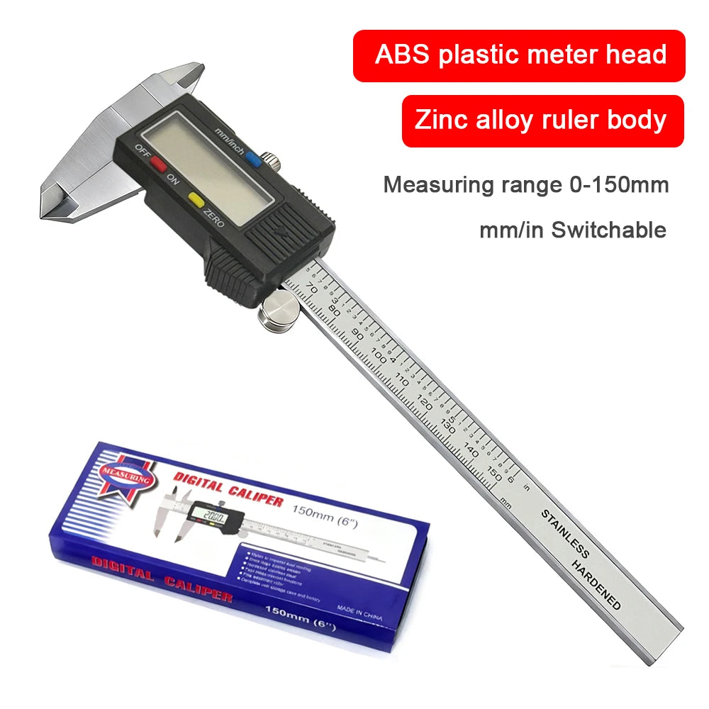 0-150mm Zinc Alloy Digital Caliper Metal Caliper Professional Vernier Caliber Measuring Tools Woodworking Thickness Gauge Depth