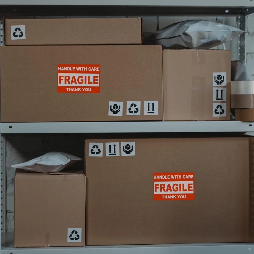 2"x 3" Fragile Stickers 500 Labels Per Roll Strong Adhesive (Handle with Care,Thank You) Labels for Shipping Moving,Do Not Bend