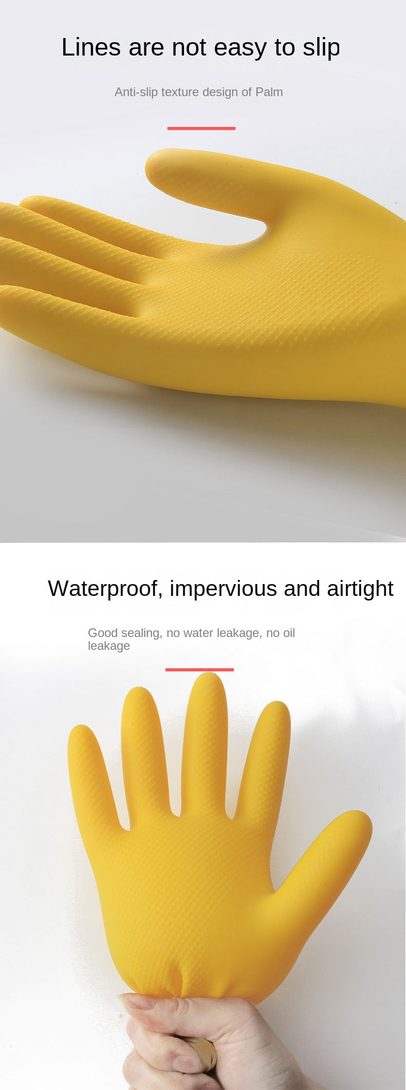 1 Pair Thick Rubber Gloves Plastic Latex Wear-Resistant Dishwashing Household Labor Protection Glove Car Wash Waterproof Kitchen