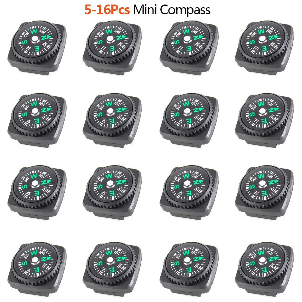 5/10/16Pcs Mini Pocket Oil Filled Compass Portable Wristband Compass  Detachable Outdoor Camping Hiking Travel Navigation Tool