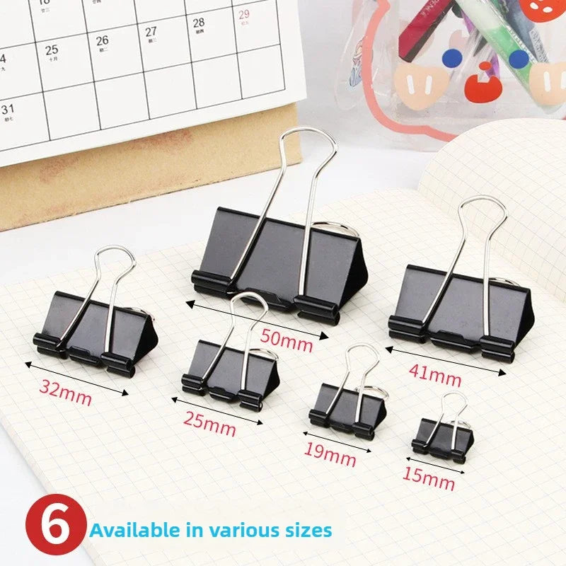 12Pcs/set Large Metal Binder Clips 32mm/ 41mm/ 51mm Notes Letter Paper Clip Office Stationery Supplies Binding Securing