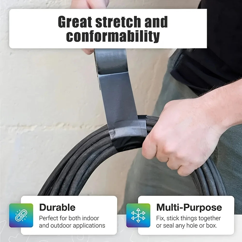 YITAPE Heavy Duty Duct Tape Black 4.5cm*20M Strong Adhesive Waterproof Cloth Tape No Residue for Indoor Outdoor Repair Sealing