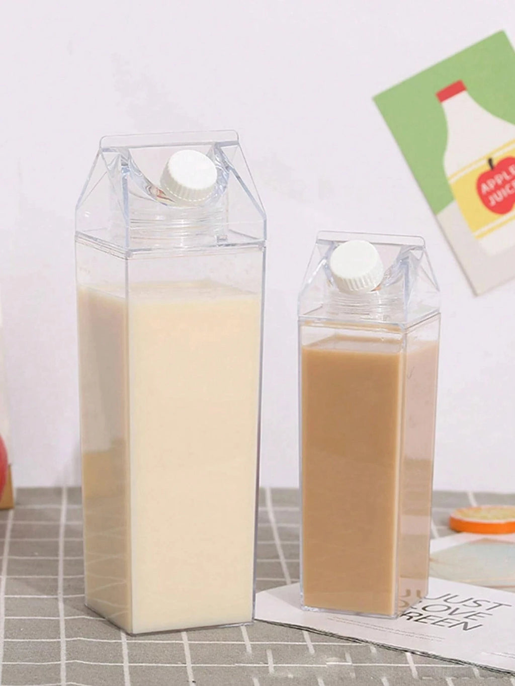 500/1000ml Milk Carton Water Bottle Transparent Plastic Portable Clear Box For Juice Tea Milk Bottles Drinking Cup